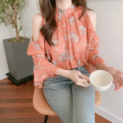 Blusa Floral Hombros Descubiertos con Mangas Acampanadas - Diseño Elegante para Primavera - Image 14