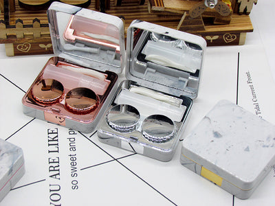 Estuche Cuadrado para Lentes de Contacto con Espejo - Diseño Mármol - Image 4