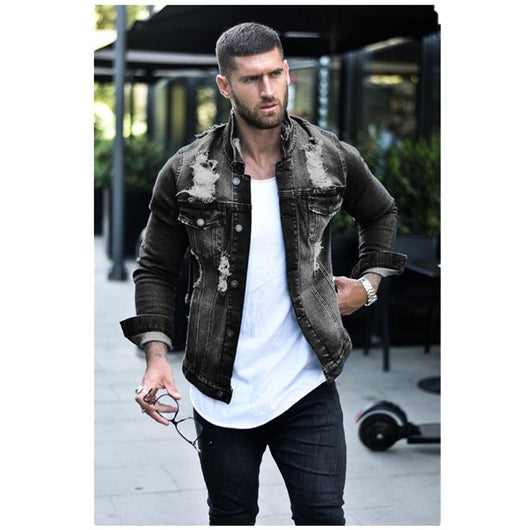 Chaqueta Denim Clásica con Solapa y Bolsillos Slim - Image 3
