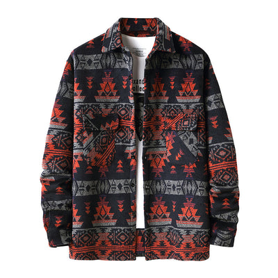 Chaqueta Camisa de Lana a Cuadros Estilo Étnico para Hombre - Image 3