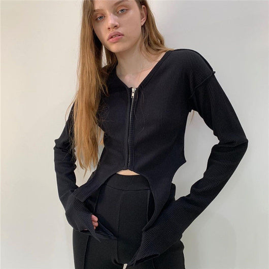 Chaqueta Crop Top Manga Larga Diseño Moderno para Otoño - Image 7