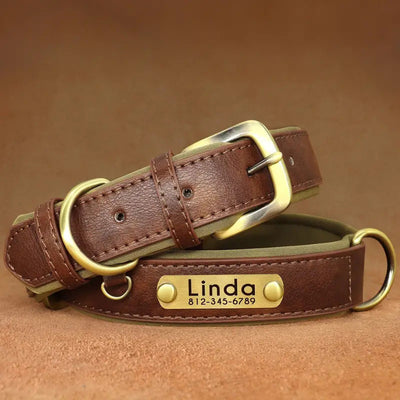 Collar Respirable de Cuero Retro con Correa para Perro