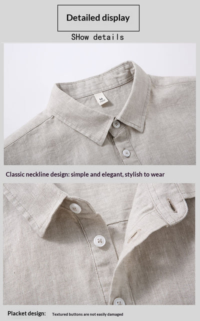 Camisa de Lino Puro para Hombre con Cuello Italiano - Image 16