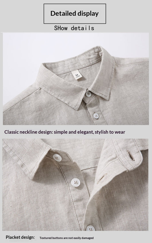 Camisa de Lino Puro para Hombre con Cuello Italiano - Image 16