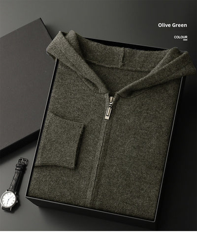 Cardigan Cashmere con Capucha para Hombre - Abrigo Casual Grueso con Cierre - Image 24