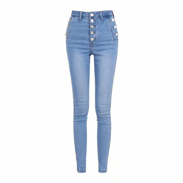 Pantalones Vaqueros Talle Alto con Botones y Tela Reforzada - Image 14