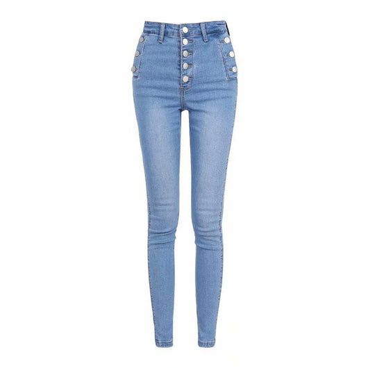 Pantalones Vaqueros Talle Alto con Botones y Tela Reforzada - Image 14