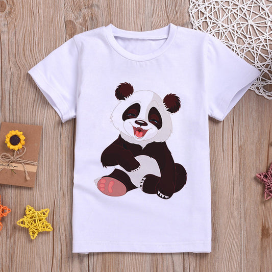 Playera Estampado Panda Manga Corta