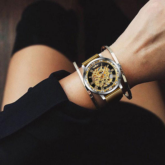 Reloj Mecánico con Correa Hueca de Diamantes de Imitación - Image 2