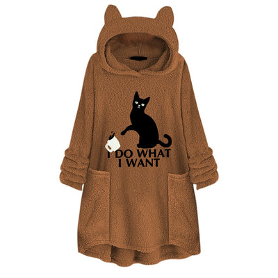 Suéter Reversible de Terciopelo con Capucha y Estampado de Gato - Image 16