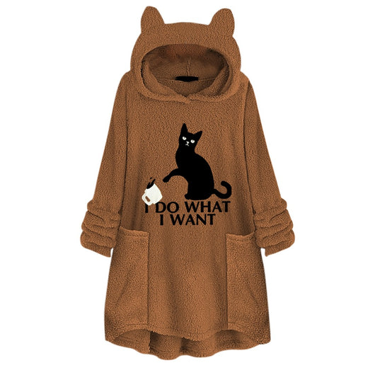 Suéter Reversible de Terciopelo con Capucha y Estampado de Gato - Image 16