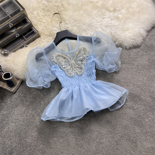 Blusa Estilo Occidental Cuello Cuadrado con Manga Abullonada - Image 18