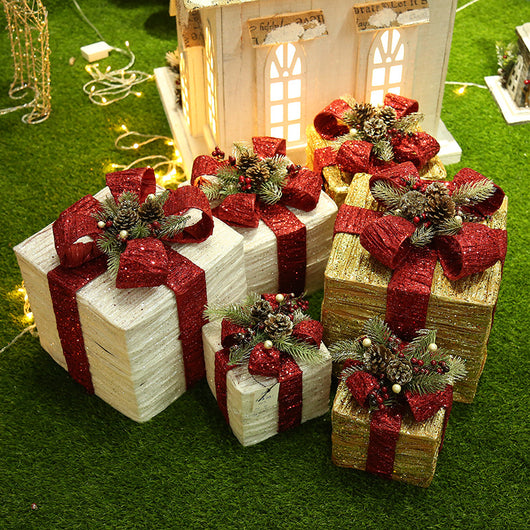 Juego de 3 Cajas Decorativas Navideñas de Hierro Forjado para Árbol de Navidad - Image 4