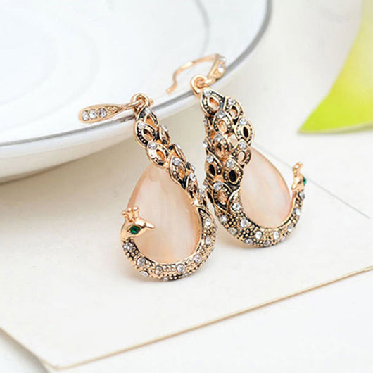 Conjunto de Collar y Aretes Retro Gota de Agua con Diamantes - Image 4