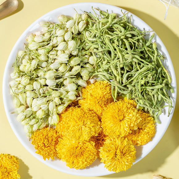 Set de Té de Jazmín, Crisantemo y Flores de Oro Plata en Bolsitas Individuales