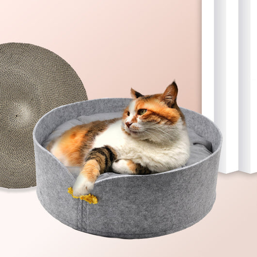 Rascador Corrugado para Gatos con Cojín Térmico Removible y Lavable