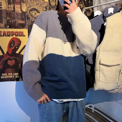 Suéter Retro Japonés de Color Sólido Estilo Coreano para Hombre - Image 7