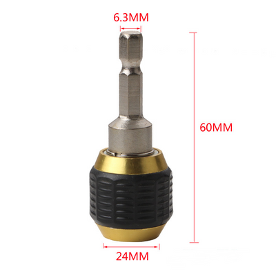 60mm quick-change hexagon handle joint with black rubber grip and gold-colored metal for power tools. - Image 6