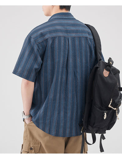 Camisa de Verano Seersucker a Rayas para Hombre - Image 20