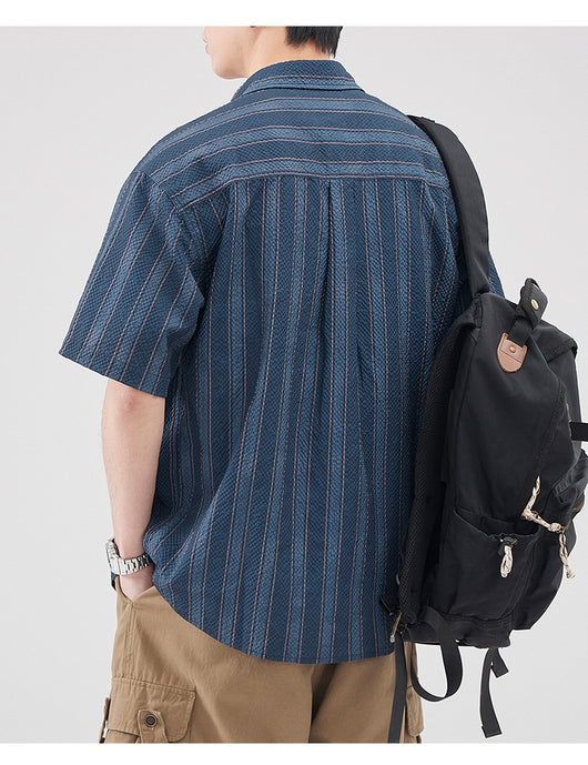 Camisa de Verano Seersucker a Rayas para Hombre - Image 20