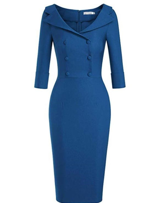 Vestido Retro de Baile con Cuello Barco Vino - Falda Lápiz Elegante - Image 11