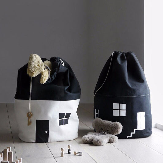 Bolsa Organizadora de Juguetes con Tapete de Juego Diseño Casa - Almacenamiento Grande para Habitación Infantil