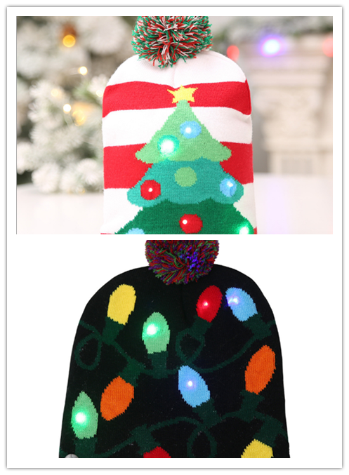 Gorro Navideño Tejido con Luces LED - Árbol de Navidad y Muñeco de Nieve - Image 10