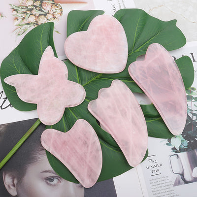 Herramienta Gua Sha de Cuarzo Rosa Natural para Masaje Facial y Corporal - Image 5