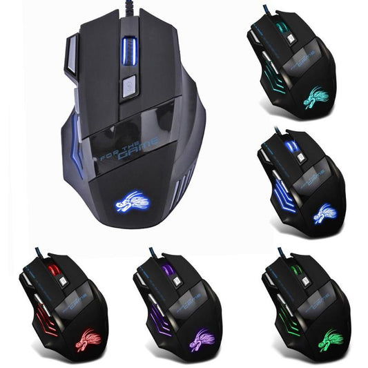 Ratón Gaming Óptico 5500DPI con Retroiluminación LED 7 Colores - 7 Botones Programables