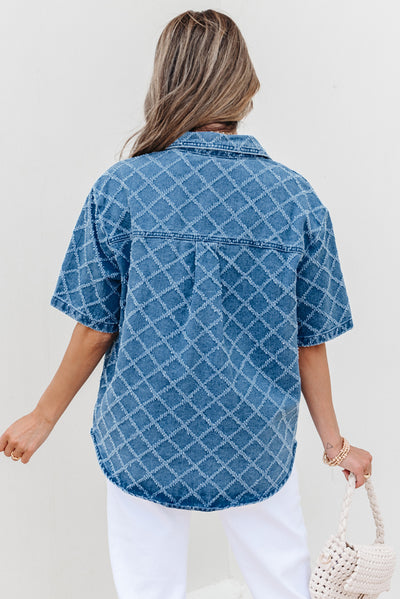 Camisa de Mezclilla con Estampado Cuadros para Mujer - Image 18