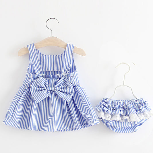 Conjunto de falda con tirantes a rayas + shorts 2 piezas - Image 2
