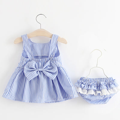 Conjunto de falda con tirantes a rayas + shorts 2 piezas - Image 2