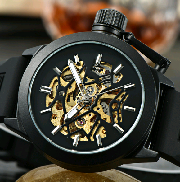 Reloj Automático de Acero Hueco para Hombre - Elegancia Empresarial con Esfera Luminosa