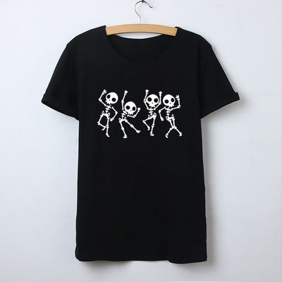 Playera Calavera y Rosa Manga Corta Cuello Redondo Verano - Image 11