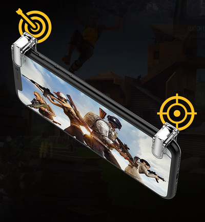 Black mobile gaming controller with 'BATTLEGROUNDS' text, featuring two top triggers and ergonomic hand grips. - Image 5