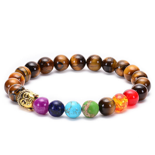Pulsera de Chakras con Piedra Volcánica y Ojo de Tigre - Equilibrio y Protección - Image 6