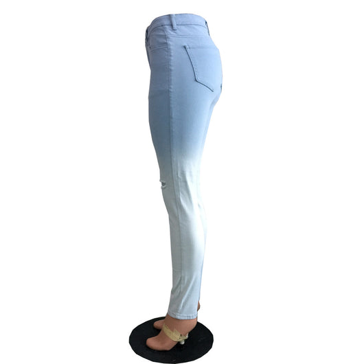 Jeans Rotos Degradado Azul y Blanco - Image 9