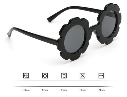 Gafas de sol infantiles marco redondo con flores - Diseño personalizado para niñas - Image 2