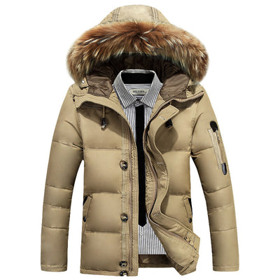 Chaqueta de Plumas para Hombre con Capucha y Cuello de Pelo - Image 2