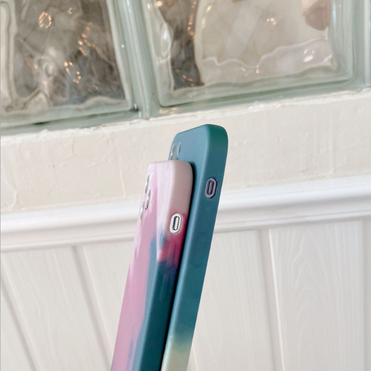 Funda iPhone Degradado Geométrico Pintura al Óleo - Silicona Suave Compatible con iPhone 12, 11, XR y más - Image 4
