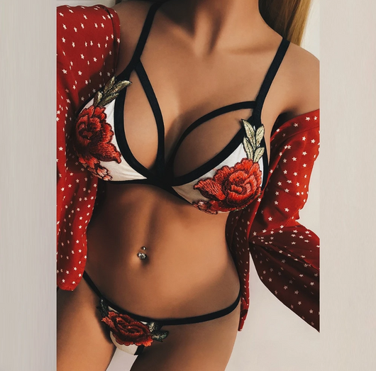 Conjunto de Lencería con Encaje Bordado de Rosas - Image 13