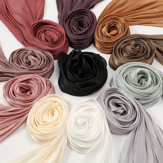 Pañuelo de Seda Chiffon Transpirable Efecto Anti-Arrugas Colores Lisos - Image 3