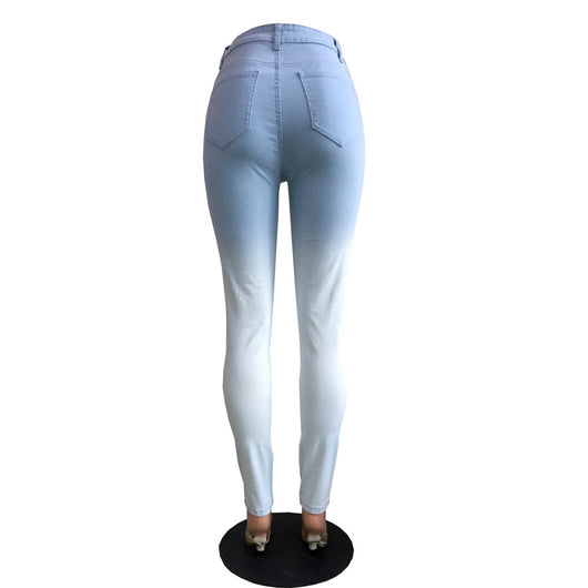 Jeans Rotos Degradado Azul y Blanco - Image 5