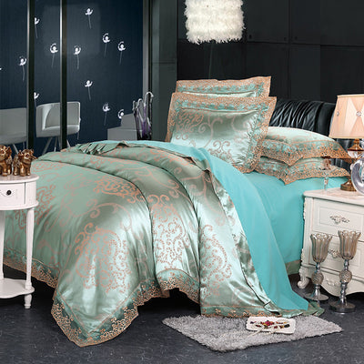Juego de Cama 4 Piezas Algodón Puro con Diseño Jacquard Satinado Europeo - Image 21