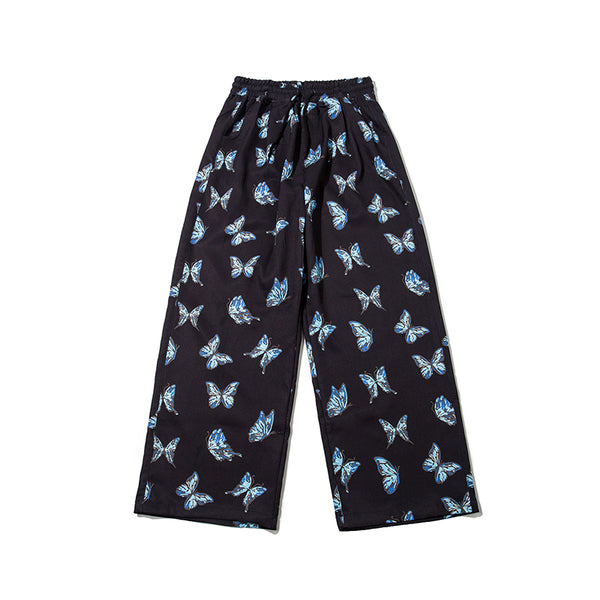 Pantalones Anchos con Estampado de Mariposas y Ositos