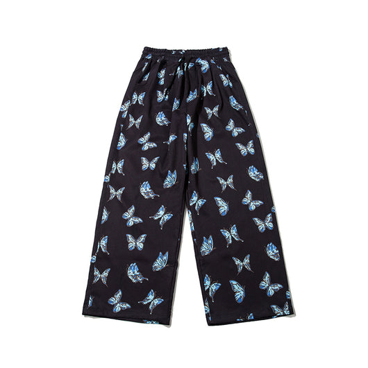 Pantalones Anchos con Estampado de Mariposas y Ositos