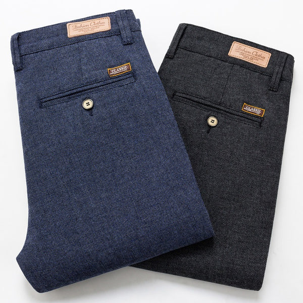 Pantalones Casuales de Algodón y Lino para Hombre - Estilo Business Otoño