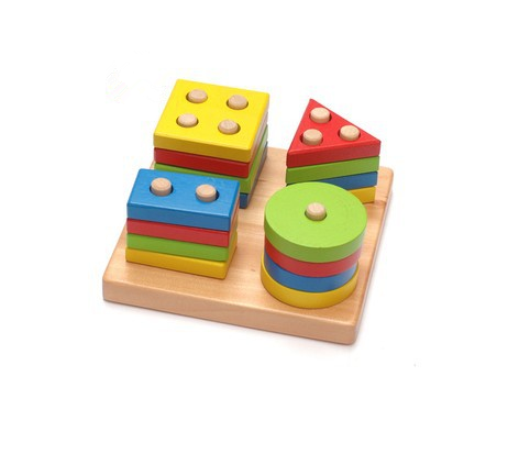 Puzzle Educativo de Madera con Formas Geométricas para Bebés y Niños