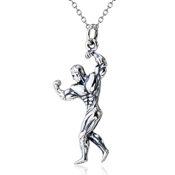 Collar Colgante Hombre Musculoso en Plata 925