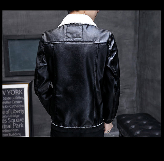 Chaqueta de Cuero y Forro Polar Cordero Cashmere para Hombre - Image 2